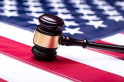 Picture of gavel on american flag
