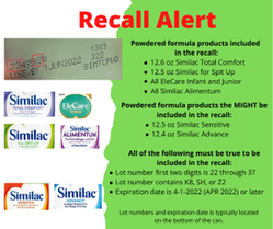 Picture of alert on Recalled EleCare Baby Formula