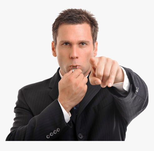 Picture of man blowing whistle