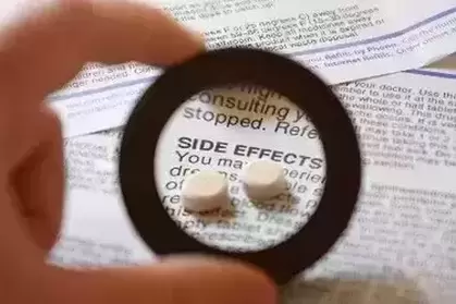 Magnified focal area over the warning information of a prescription medication used in Mounjaro lawsuit