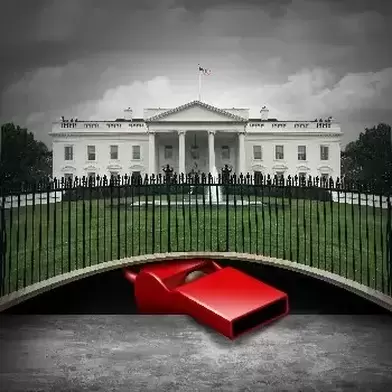 Picture of red whistle coming up from under the White House