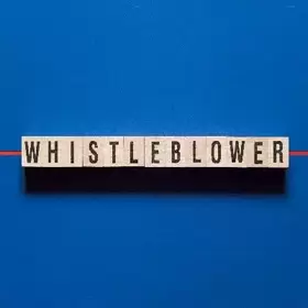 Whistleblower written on solid blue background