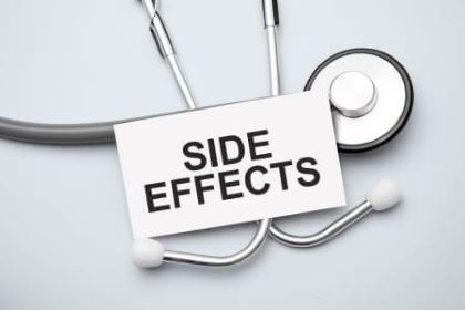 Picture of card that says side effects