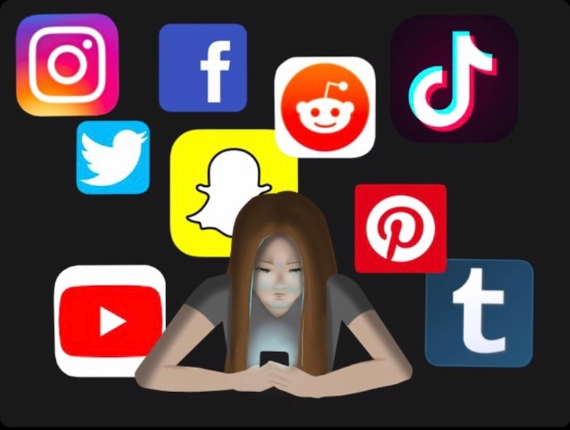 picture of girl with social media addiction